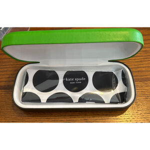 Kate Spade Eyeglass Case Green/Black Polka Dot Cleaning Cloth Included